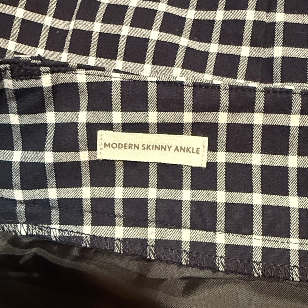Loft Modern Skinny Ankle Pant Size 4 Navy and White Plaid Office Teacher Work - Picture 8 of 13
